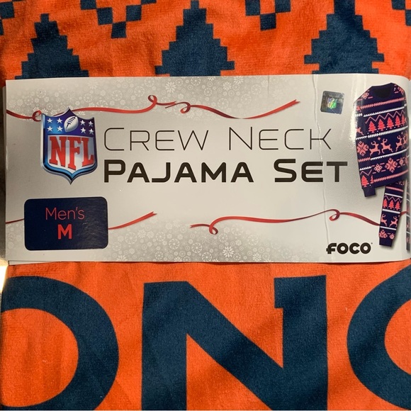 NFL Licensed Men's Orange Denver Broncos Wordmark Ugly Pajama Set Size Medium - Picture 8 of 10